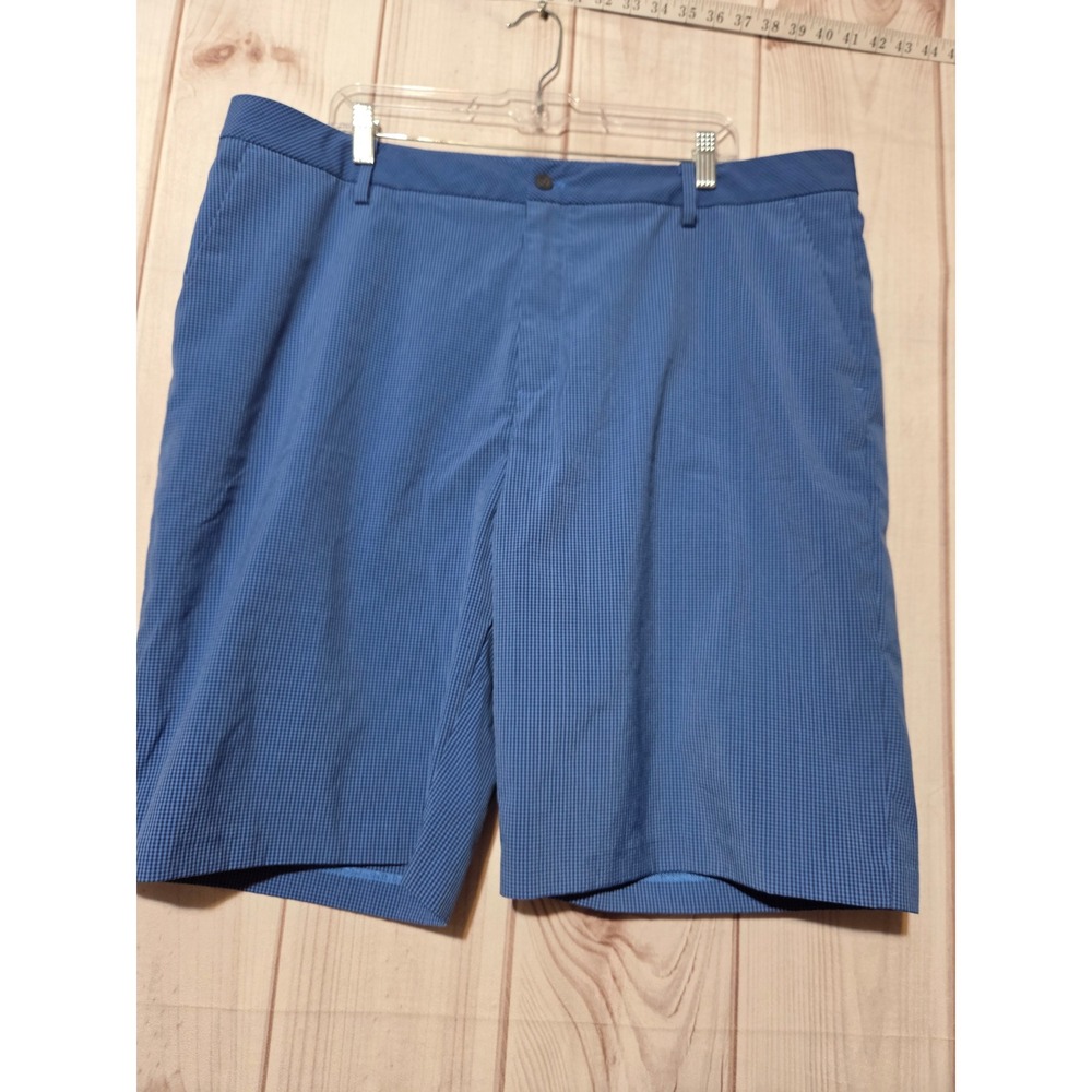 Ashworth Men Blue Micro Check Golf Short Size 40 Performance Stretch Flat Front